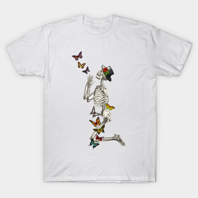 Butterfly Praying Skeleton Art Design - Butterfly Praying Skeleton - T-Shirt | TeePublic